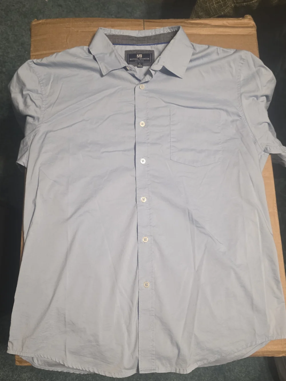 Michael Brandon Pale Blue Short-Sleeve Button-Down Shirt